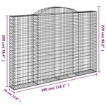 vidaXL Paniers à gabions arqués 6 Pièces 300x30x200/220 cm fer galvanisé
