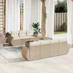 vidaXL Salon de jardin avec coussins 8 Pièces beige résine tressée