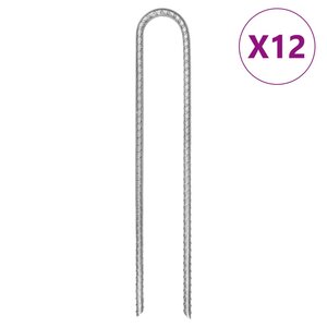 vidaXL Piquets de tente 12 Pièces en forme de U 30cm Ø7mm acier galvanisé