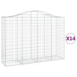 vidaXL Paniers à gabions arqués 14 Pièces 200x50x140/160 cm Fer galvanisé