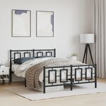vidaXL Cadre de lit métal sans matelas avec pied de lit noir 135x190cm