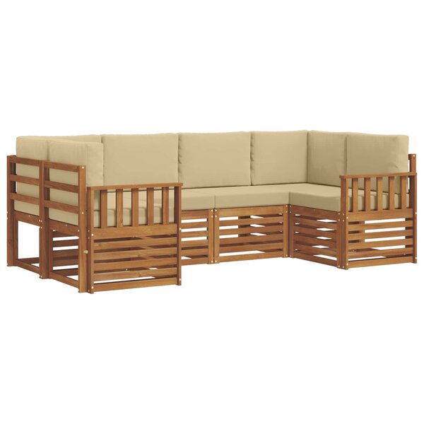 vidaXL Ensemble de canapé d'angle avec coussin 6 Pièces Naturel