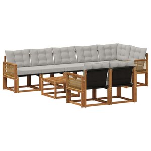 vidaXL Ensemble de canapés d'extérieur 9 Pièces Naturel et gris clair