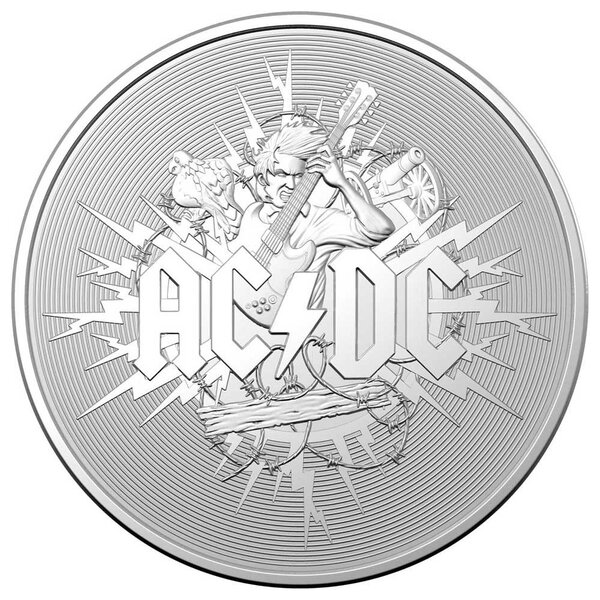 AC/DC 1Oz Oz argent Frosted monnaie 1 Dollars Australia 2021