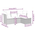 vidaXL Salon de jardin 4 Pièces avec coussins gris clair résine tressée