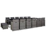 vidaXL Ensemble de salle à manger d'extérieur et coussins 17 Pièces Gris