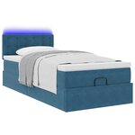 vidaXL Cadre de lit ottoman avec matelas bleu foncé 90x200 cm velours