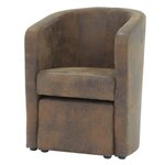 NINO Fauteuil + pouf Microfibre vintage