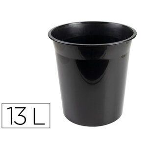 Corbeille papier q-connect plastique resistant 13l       275x285mm coloris noir opaque