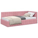 vidaXL Cadre de lit d'angle Rose 90 cm x 190 cm Velours