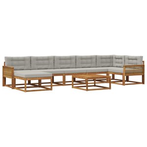 vidaXL Ensemble de canapés d'extérieur 8 Pièces Naturel et gris clair