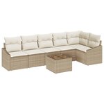 vidaXL Ensemble de salle à manger pour jardin 7 Pièces Beige et crème