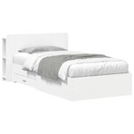 vidaXL Cadre de lit avec rangement Blanc 80 x 200 cm Bois d'ingénierie