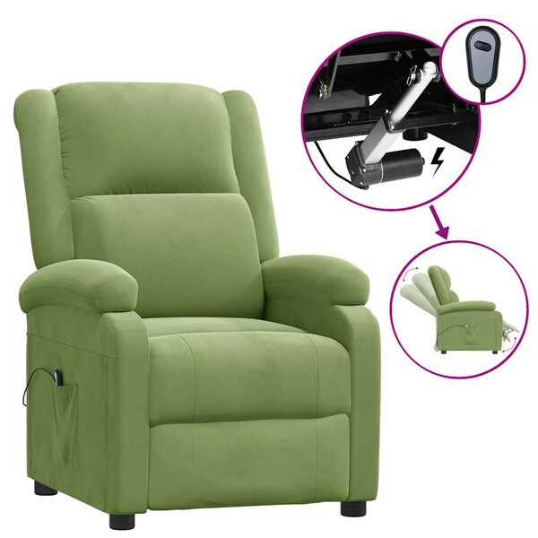 vidaXL Fauteuil inclinable électrique vert clair velours