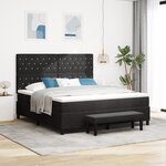 vidaXL Lit avec sommier  matelas & banc noir 180x200 cm en velours