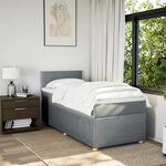 vidaXL Sommier à lattes de lit avec matelas Gris clair 90x200 cm Tissu