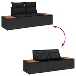 Ensemble de canapé de jardin 5 pièces avec coussins Noir Poly Rotin Acacia