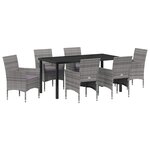 vidaXL Ensemble de salle à manger pour jardin 7 Pièces Gris Poly rotin