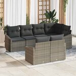 vidaXL Ensemble de salle à manger pour jardin avec coussin 7 Pièces Gris