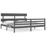 vidaXL Cadre de lit sans matelas gris 200x200 cm bois massif