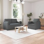 vidaXL Canapé 2 Pièces Gris foncé 139 x 78 x 80 cm tissu