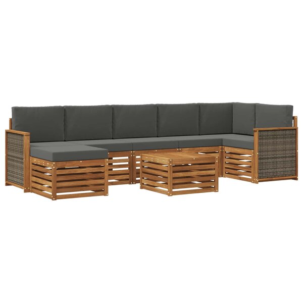 vidaXL Ensemble de canapés d'extérieur 7 Pièces Naturel et Anthracite