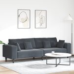 vidaXL Canapé en velours avec coussin Gris foncé 208 cm Velours
