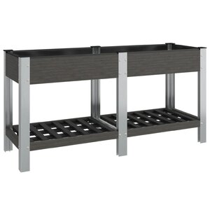 vidaXL Lit surélevé de jardin avec étagère Gris 150x50x75 cm WPC