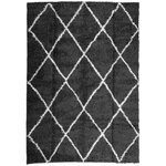 vidaXL Tapis shaggy à poils longs moderne noir et crème 120x170 cm