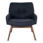 Chaise de salon en tissu gris foncé avec pieds en noyer