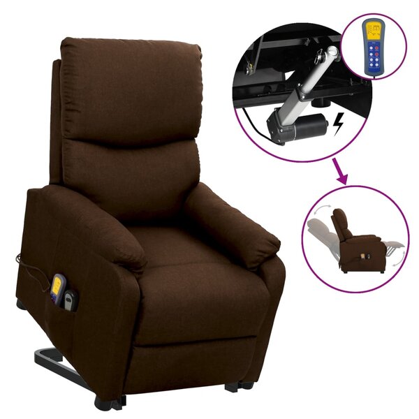 vidaXL Fauteuil de massage Marron foncé Tissu
