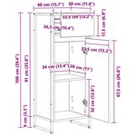 vidaXL Cabinet de salle de bain Gris Sonoma 40 x 30 x 100 cm