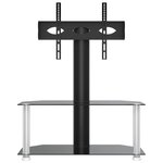 vidaXL Meuble TV d'angle 2 niveaux pour 32-70 pouces noir argenté