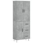 vidaXL Buffet haut Gris béton 69 5x34x180 cm Bois d'ingénierie
