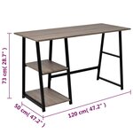 vidaXL Bureau avec 2 étagères Gris et chêne