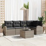 vidaXL Ensemble de canapé de jardin avec coussin 6 Pièces Gris Poly rotin