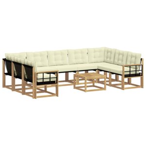 vidaXL Ensemble de canapés d'extérieur 10 Pièces Blanc et crème