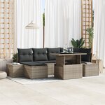 vidaXL Ensemble de canapé de jardin 7 pièces avec coussins gris en polyrotin