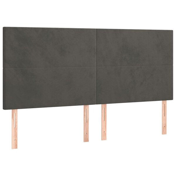 vidaXL Têtes de lit 4 Pièces Gris foncé 90x5x78/88 cm Velours