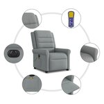 vidaXL Fauteuil de massage inclinable électrique gris clair tissu