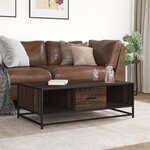 vidaXL Table basse chêne marron 100x57x35cm bois d'ingénierie et métal