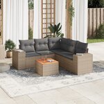 vidaXL Salon de jardin avec coussins 6 Pièces beige résine tressée