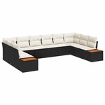 vidaXL Ensemble de canapé de jardin 10 Pièces Noir Poly rotin