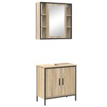 vidaXL Ensemble de mobilier de salle de bain avec étagère 2 Pièces Marron