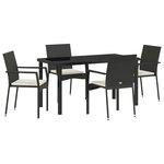 vidaXL Ensemble de salle à manger pour jardin 5 Pièces Noir Poly rotin