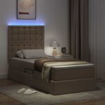 vidaXL Lit avec rangement et LED avec matelas Cappuccino 90 x 200 cm