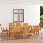 vidaXL Ensemble à manger de jardin 9 Pièces Bois d'acacia solide