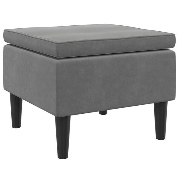 vidaXL Tabouret avec pieds en bois Gris foncé Velours
