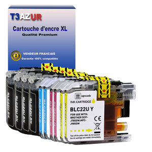 T3AZUR - 10x Cartouche compatible avec Brother DCP-J785DW  MFC-J985DW  LC22U XL