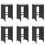 vidaXL Tabourets de bar de jardin et coussins lot de 6 résine tressée